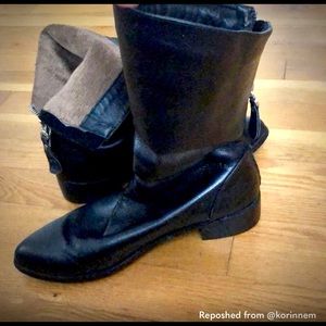 Black Italian leather booties